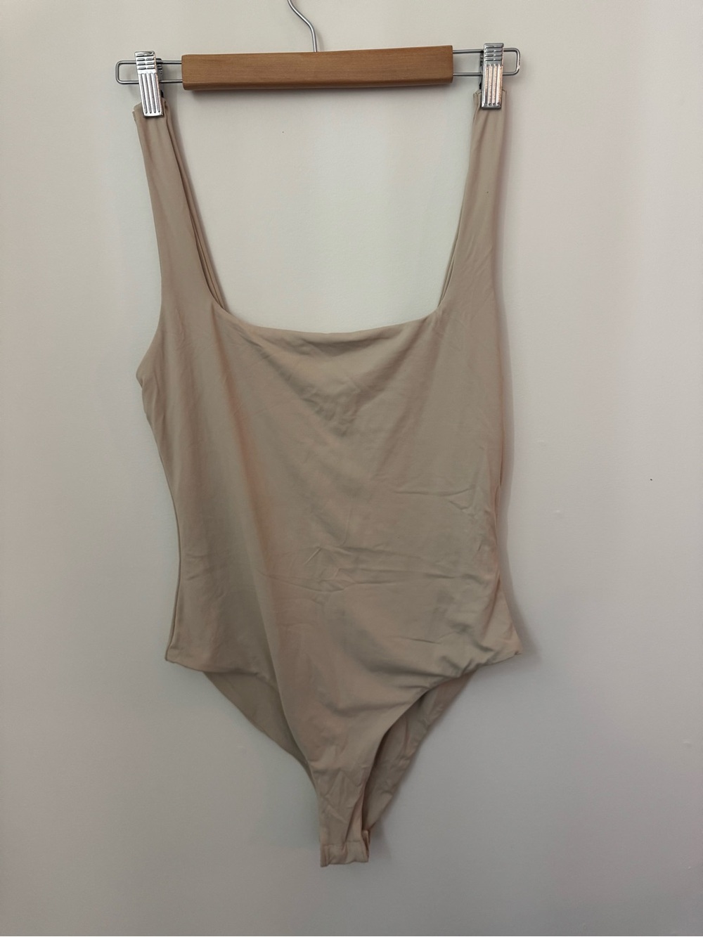 SHEIN Neutral Beige Square Neck Bodysuit